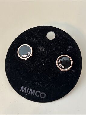 MIMCO Rose Gold and Black Round Stud Earrings